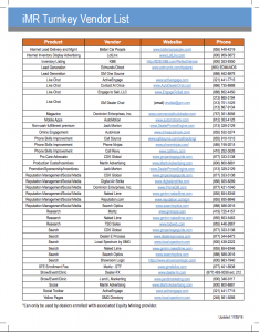Attached is the latest General Motors iMR Approved Turnkey Vendor List2.png